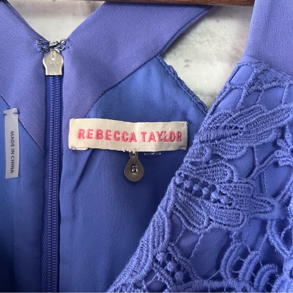 Rebecca Taylor Lilac Lace Keyhole Event Sleeveless Mini Peplum Hem Mermaid Dress - Picture 8 of 12